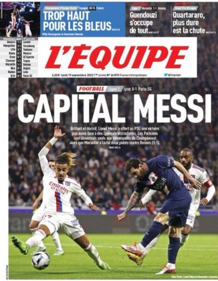 La portada de L'Equipe para Messi.