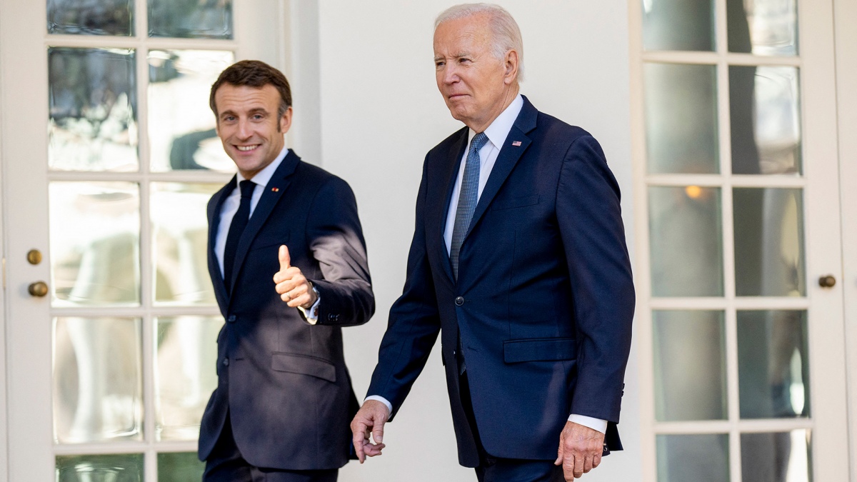 Macron y Biden el jueves durante la visita del presidente francés a Washington Foto AFP